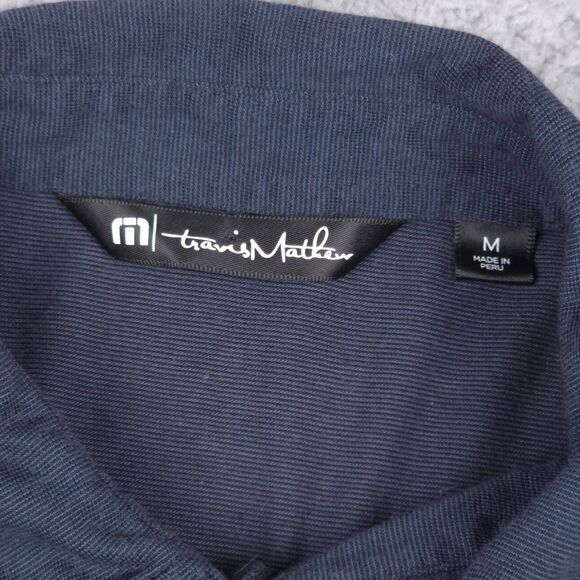 TravisMathew Polo Shirt Mens Size‎ Medium Navy Blue Golf Performance Athletic - Picture 2 of 7
